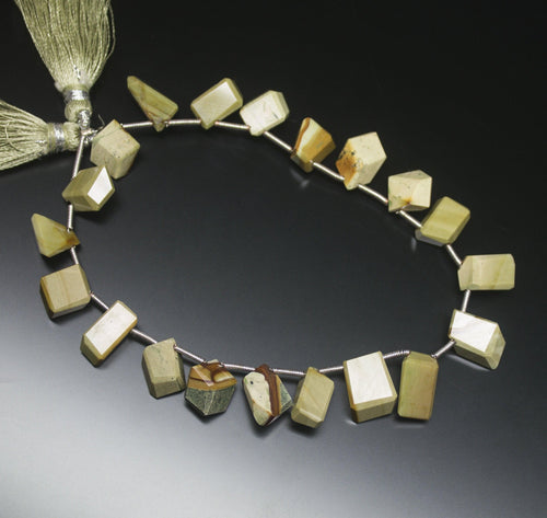 8 inches, 10-13mm, Jasper Step Cut Cube SIDE DRILLED Drops Briolette Loose Gemstone Beads - Jalvi & Co.