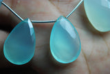 8 Inches, 11 Beads, Aaa Aqua Chalcedony Faceted Pear Briolettes 25mm Large Size Calibrated Size