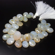 Load image into Gallery viewer, 8 inches, 12-18mm, Natural White Chalcedony Faceted Pear Drop Briolette Beads, Chalcedony Beads - Jalvi &amp; Co.