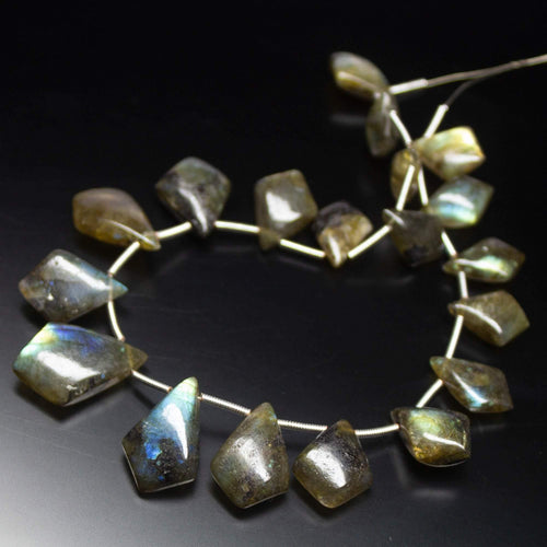 8 inches, 12mm 21mm, Labradorite Smooth Tie Briolette Beads Strand, Labradorite Beads - Jalvi & Co.