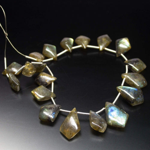 8 inches, 12mm 21mm, Labradorite Smooth Tie Briolette Beads Strand, Labradorite Beads - Jalvi & Co.