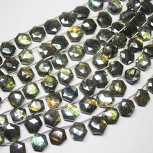 Load image into Gallery viewer, 8 inches, 12mm, Mystic Labradorite Faceted Hexagon Drop Shape Briolette Gemstone Beads Strand, Labradorite Beads - Jalvi &amp; Co.