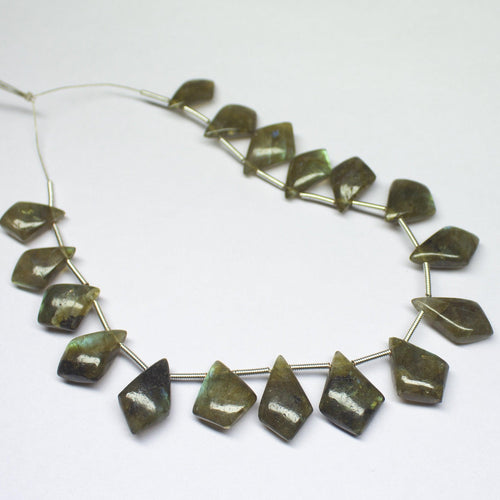 8 inches, 14-17mm, Labradorite Smooth Tie Shape Drop Briolette Loose Gemstone Beads, Labradorite Beads - Jalvi & Co.