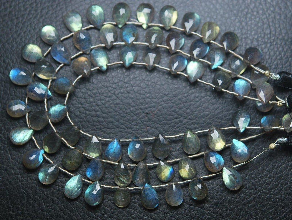 8 Inches, 15 Beads,Super Finest Blue Flash Labradorite Faceted Pear Shape Briolettes Size 10mm Aprx - Jalvi & Co.