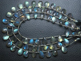 8 Inches, 15 Beads,Super Finest Blue Flash Labradorite Faceted Pear Shape Briolettes Size 10mm Aprx