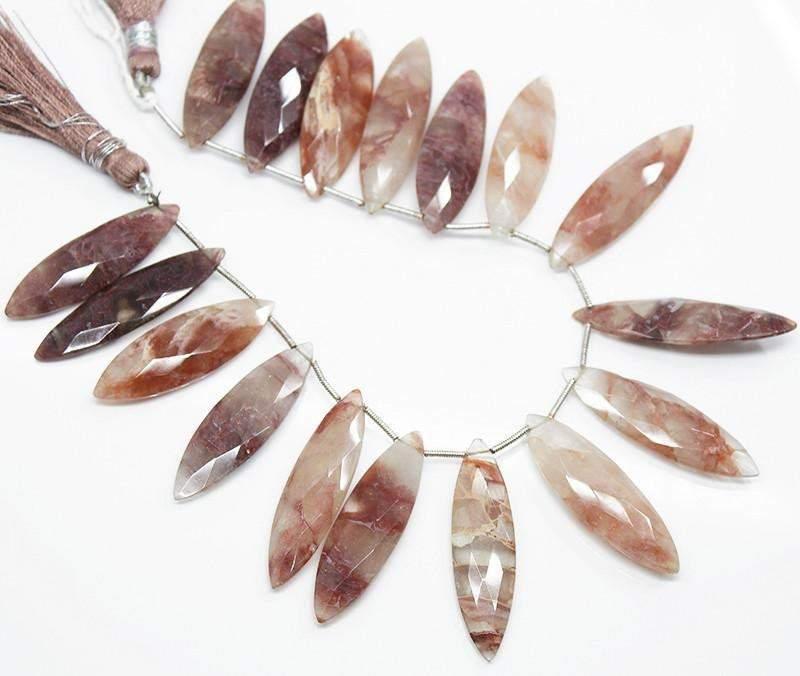 8 Inches, 36-40mm, Copper Quartz Faceted Marquise Drop Briolette Beads Strand - Jalvi & Co.