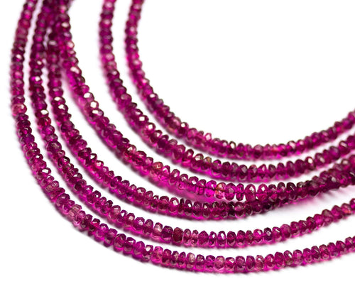8 inches, 4mm, Pink Tourmaline Faceted Rondelle Loose Gemstone Beads, Tourmaline Beads - Jalvi & Co.