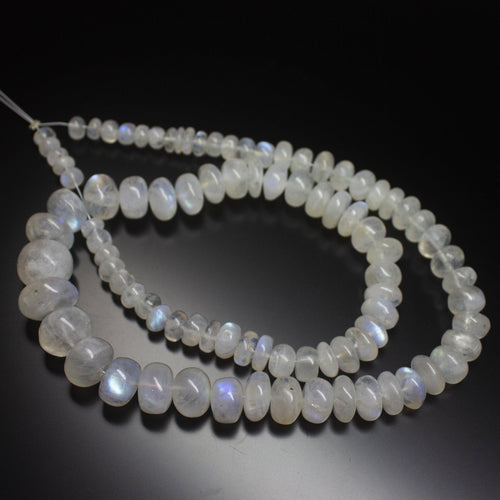 8 inches, 5-13mm, Natural Rainbow Moonstone Plain Rondelle Loose Gemstone Beads - Jalvi & Co.