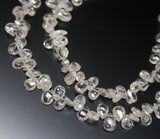 8 inches, 6-8mm, White Zircon Faceted Pear Drops Briolette Loose Gemstone Beads