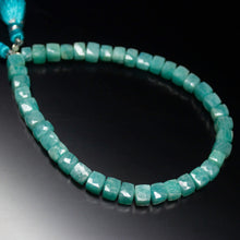 Load image into Gallery viewer, 8 inches, 6mm, Natural Blue Amazonite Faceted Square 3D Cube Box Beads - Jalvi &amp; Co.