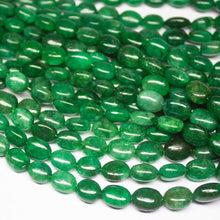 Load image into Gallery viewer, 8 inches, 7-12mm, Natural Green Emerald Smooth Oval Briolette Beads Strand, Emerald Beads - Jalvi &amp; Co.