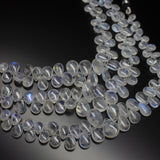 8 inches, 7-13mm, Natural Rainbow Moonstone Smooth Pear Drops Briolette Gemstone Beads