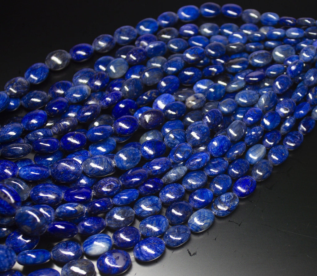 8 inches, 7-14mm, Natural Blue Sapphire Smooth Oval Briolette Beads Strand, Sapphire Beads - Jalvi & Co.