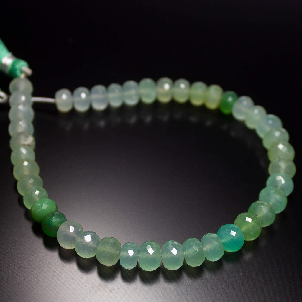 8 inches, 7-7.5mm, Natural Green Australian Chrysoprase Faceted Rondelle Loose Gemstone Beads - Jalvi & Co.