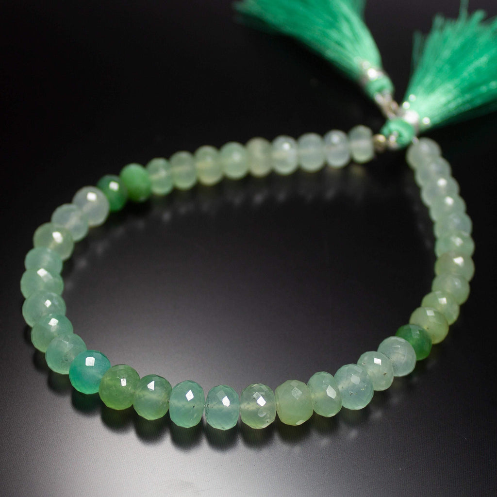 8 inches, 7-7.5mm, Natural Green Australian Chrysoprase Faceted Rondelle Loose Gemstone Beads - Jalvi & Co.