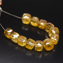 Load image into Gallery viewer, 8 inches, 7-8mm, Natural Golden Citrine Faceted 3D Square Beads, Citrine Beads - Jalvi &amp; Co.