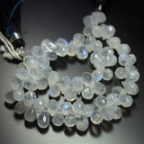 8 inches, 7-8mm, Natural Rainbow Moonstone Faceted Tear Drop Briolette Loose Gemstone Beads