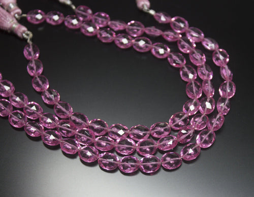 8 Inches, 7x9mm, Beautiful Pink Quartz Faceted Oval Shaped Briolettes Loose Beads Strand - Jalvi & Co.