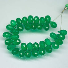 Load image into Gallery viewer, 8 inches, 8mm 12mm, Green Onyx Faceted Teardrop Briolette Shape Beads Strand, Onyx Beads - Jalvi &amp; Co.