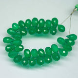 8 inches, 8mm 12mm, Green Onyx Faceted Teardrop Briolette Shape Beads Strand, Onyx Beads