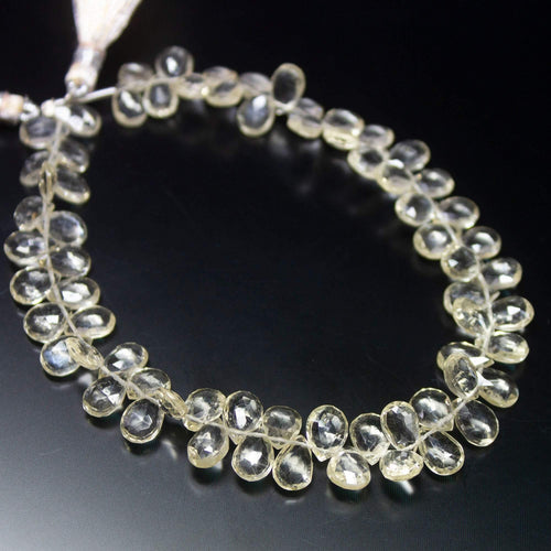 8 inches, 8mm, Natural Scapolite Faceted Pear Drop Briolette Loose Gemstone Beads - Jalvi & Co.