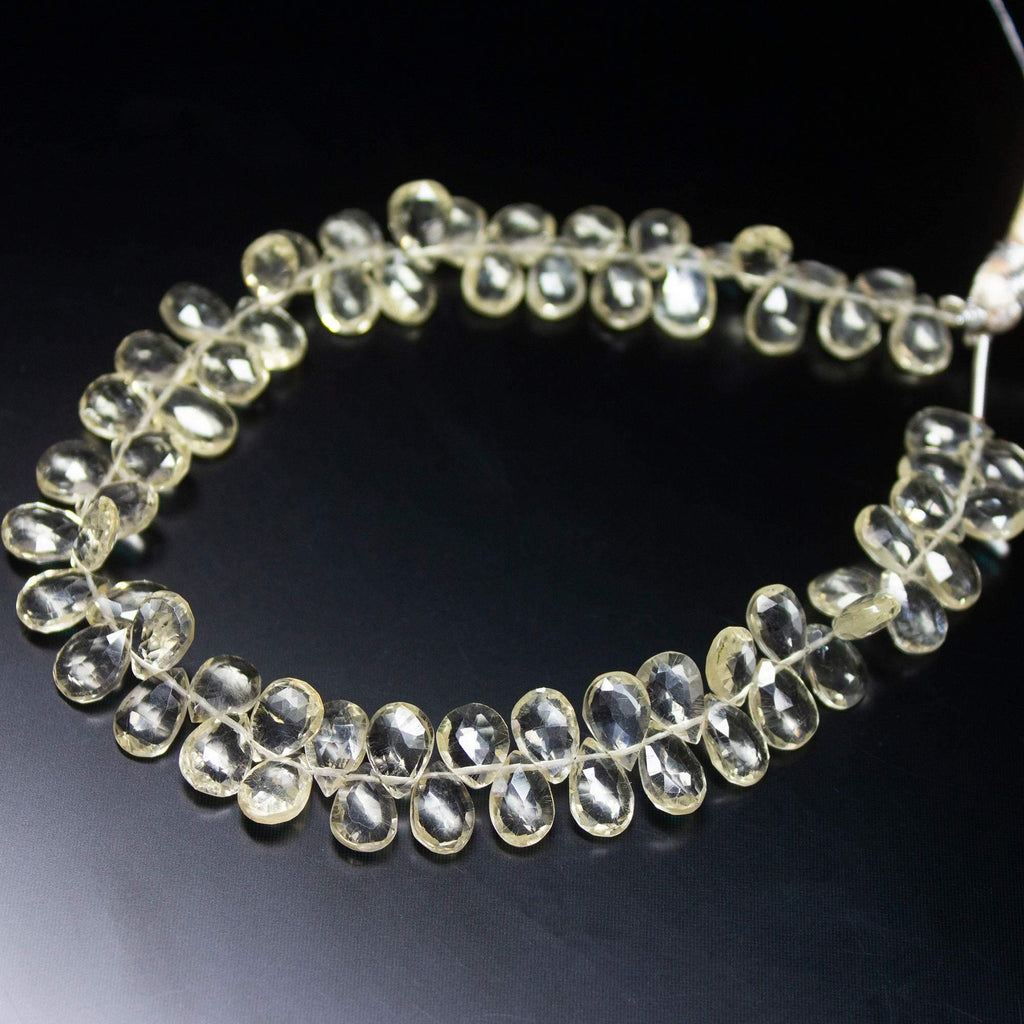 8 inches, 8mm, Natural Scapolite Faceted Pear Drop Briolette Loose Gemstone Beads - Jalvi & Co.