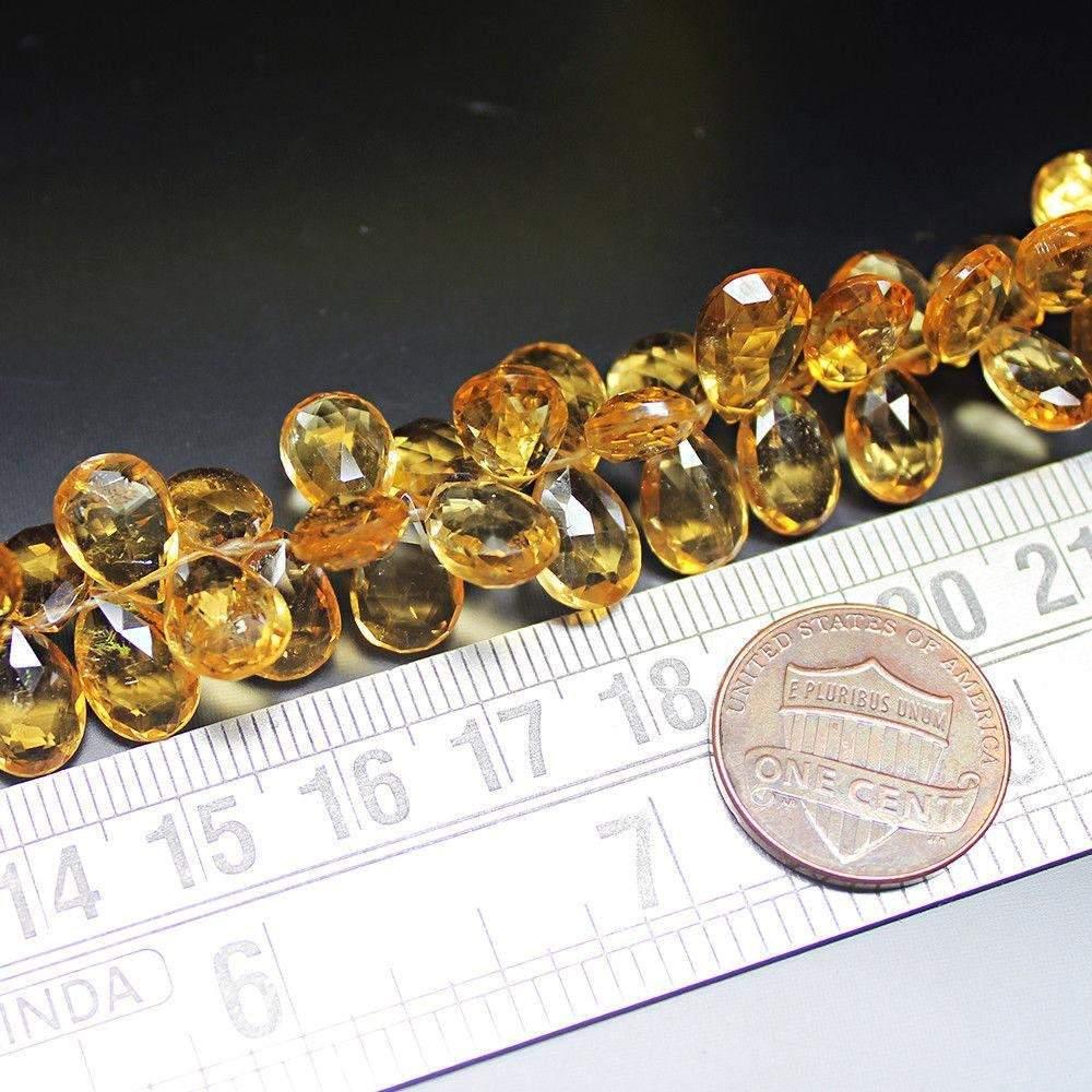 8 inches, 9-10mm, Gold Citrine Faceted Pear Drop Loose Spacer Gemstone Beads Strand - Jalvi & Co.