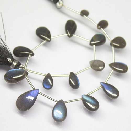 8 inches, 9mm 15mm, Labradorite Smooth Pear Drop Briolette Beads Strand, Labradorite Beads - Jalvi & Co.