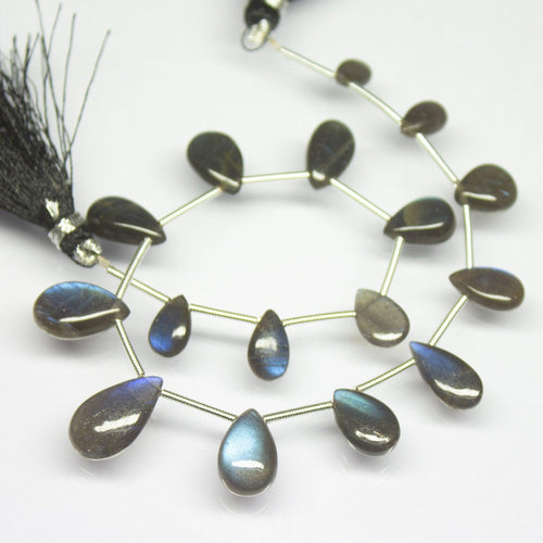 8 inches, 9mm 15mm, Labradorite Smooth Pear Drop Briolette Beads Strand, Labradorite Beads - Jalvi & Co.