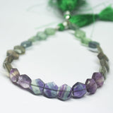 8 inches, 9mm, Natural Bi Fluorite Faceted Hexagon Briolette Beads