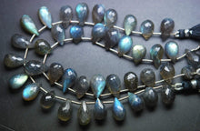 Load image into Gallery viewer, 8 Inches Blue Flash Labradorite Faceted Drops Shape Briolette&#39;s Size 12-14mm Approx. - Jalvi &amp; Co.