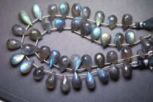 Load image into Gallery viewer, 8 Inches Blue Flash Labradorite Faceted Drops Shape Briolette&#39;s Size 12-14mm Approx. - Jalvi &amp; Co.