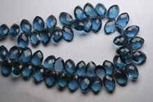 Load image into Gallery viewer, 8 Inches Calibrated Size London Blue Quartz Faceted Marquise Briolettes 12X8mm - Jalvi &amp; Co.