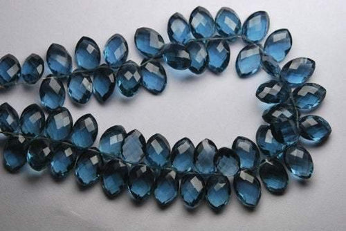 8 Inches Calibrated Size London Blue Quartz Faceted Marquise Briolettes 12X8mm - Jalvi & Co.