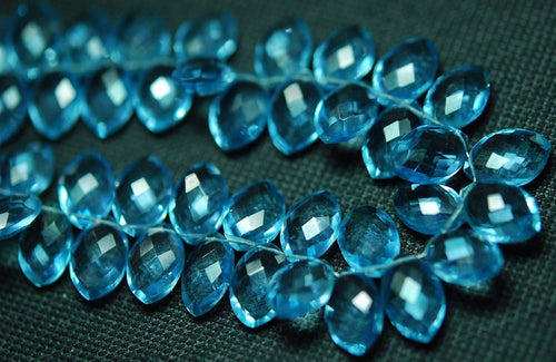 8 Inches, Full Strand, Calibrated Size, Sky Blue Quartz,Faceted Marquise Briolettes 12X8mm Long - Jalvi & Co.