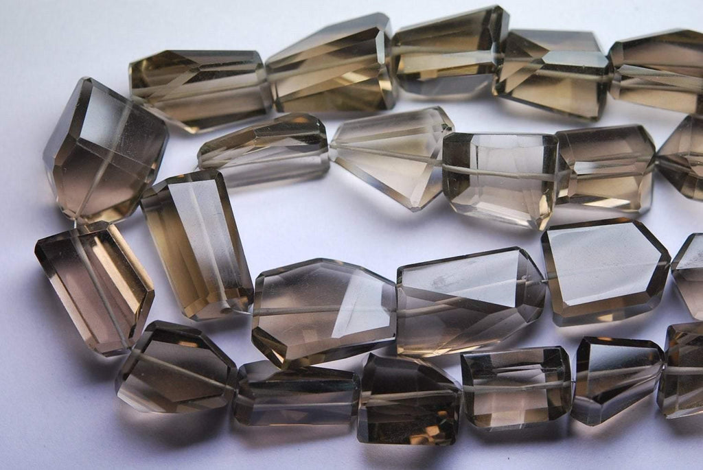 8 Inches Long Strand Aaa Smoky Quartz Faceted Step Cut Nuggets-12-16mm - Jalvi & Co.