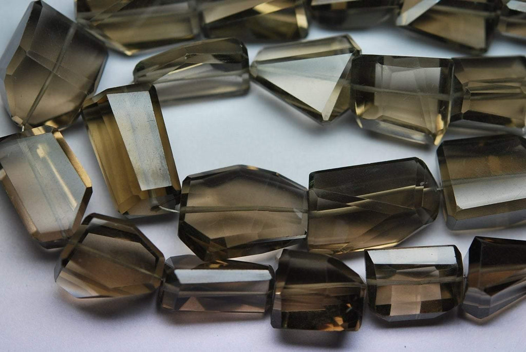 8 Inches Long Strand Aaa Smoky Quartz Faceted Step Cut Nuggets-12-16mm - Jalvi & Co.