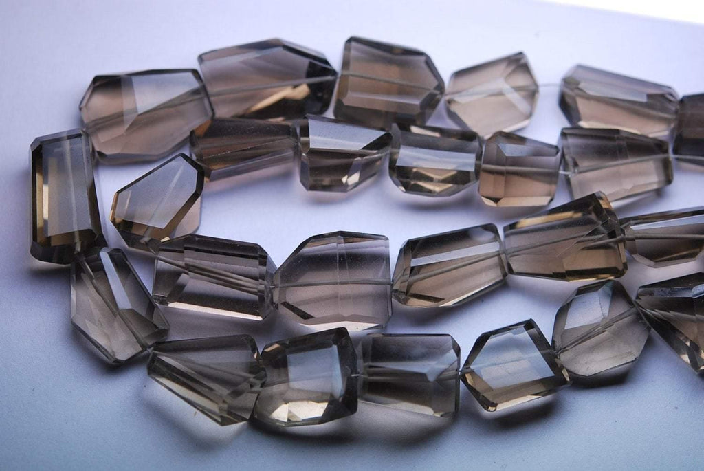 8 Inches Long Strand Aaa Smoky Quartz Faceted Step Cut Nuggets-12-16mm - Jalvi & Co.