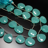 8 inches, Natural Aqua Chalcedony Faceted Heart Drop Large Size Briolette Beads 18-20mm