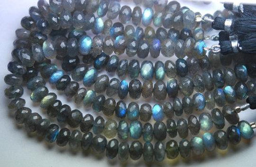 8 Inches Natural Blue Flashy Labradorite Faceted Rondelles Size 8-9mm Aprx - Jalvi & Co.