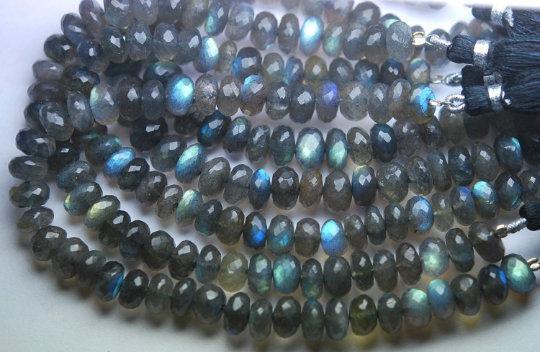 8 Inches Natural Blue Flashy Labradorite Faceted Rondelles Size 8-9mm Aprx - Jalvi & Co.