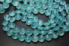 Load image into Gallery viewer, 8 Inches Strand Aqua Chalcedony Faceted Full Drilled Heart Shape Briolette&#39;s, 11-12mm Size, - Jalvi &amp; Co.