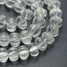 Load image into Gallery viewer, 8 Inches Strand, Carved Melons Shape Beads 7-8mm Natural Ice Quartz - Jalvi &amp; Co.