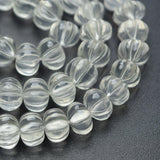 8 Inches Strand, Carved Melons Shape Beads 7-8mm Natural Ice Quartz