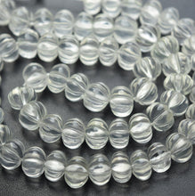 Load image into Gallery viewer, 8 Inches Strand, Carved Melons Shape Beads 7-8mm Natural Ice Quartz - Jalvi &amp; Co.