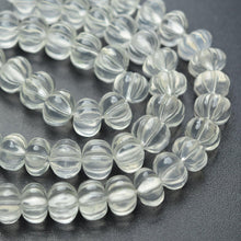 Load image into Gallery viewer, 8 Inches Strand, Carved Melons Shape Beads 7-8mm Natural Ice Quartz - Jalvi &amp; Co.