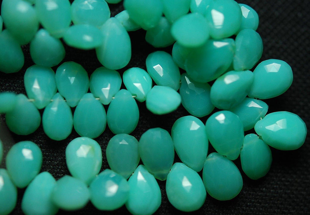 8 Inches Strand -Chrysoprase Chalcedony Faceted Pear Briolette, Size 11-10mm Approx, Super Low Price - Jalvi & Co.