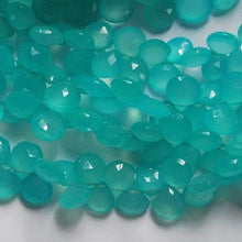 Load image into Gallery viewer, 8 Inches Strand, Faceted Heart Briolettes 10-11mm Aqua. Blue Chalcedony - Jalvi &amp; Co.