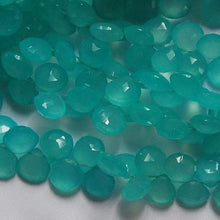 Load image into Gallery viewer, 8 Inches Strand, Faceted Heart Briolettes 10-11mm Aqua. Blue Chalcedony - Jalvi &amp; Co.