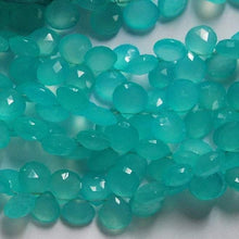 Load image into Gallery viewer, 8 Inches Strand, Faceted Heart Briolettes 10-11mm Aqua. Blue Chalcedony - Jalvi &amp; Co.